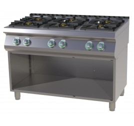 6 égőfejes RedFox gáztűzhely semleges tárolóval